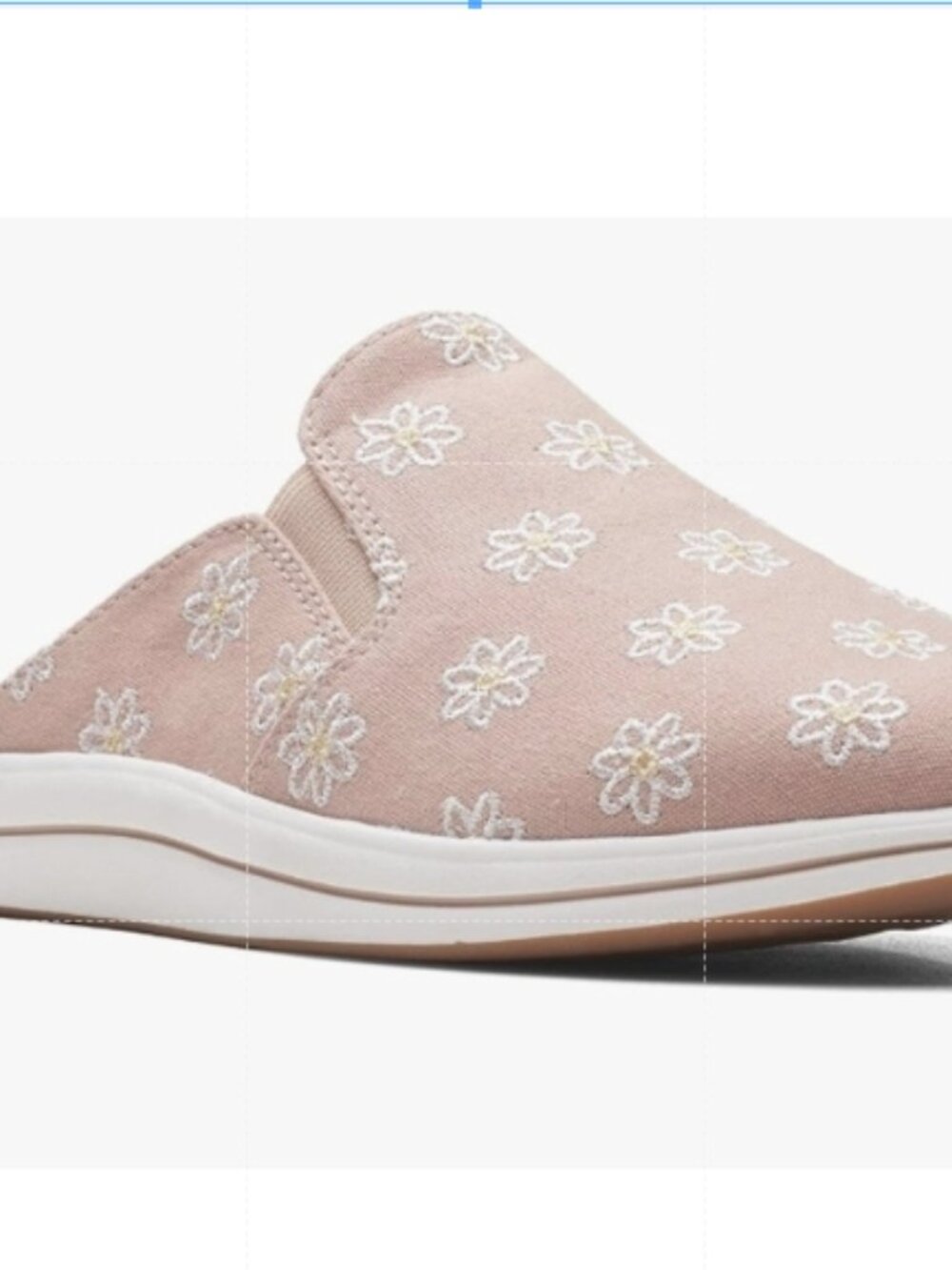 C22 Clarks Cloudsteppers Breeze Shore Canvas Mules Daisies Taupe Floral Size 6